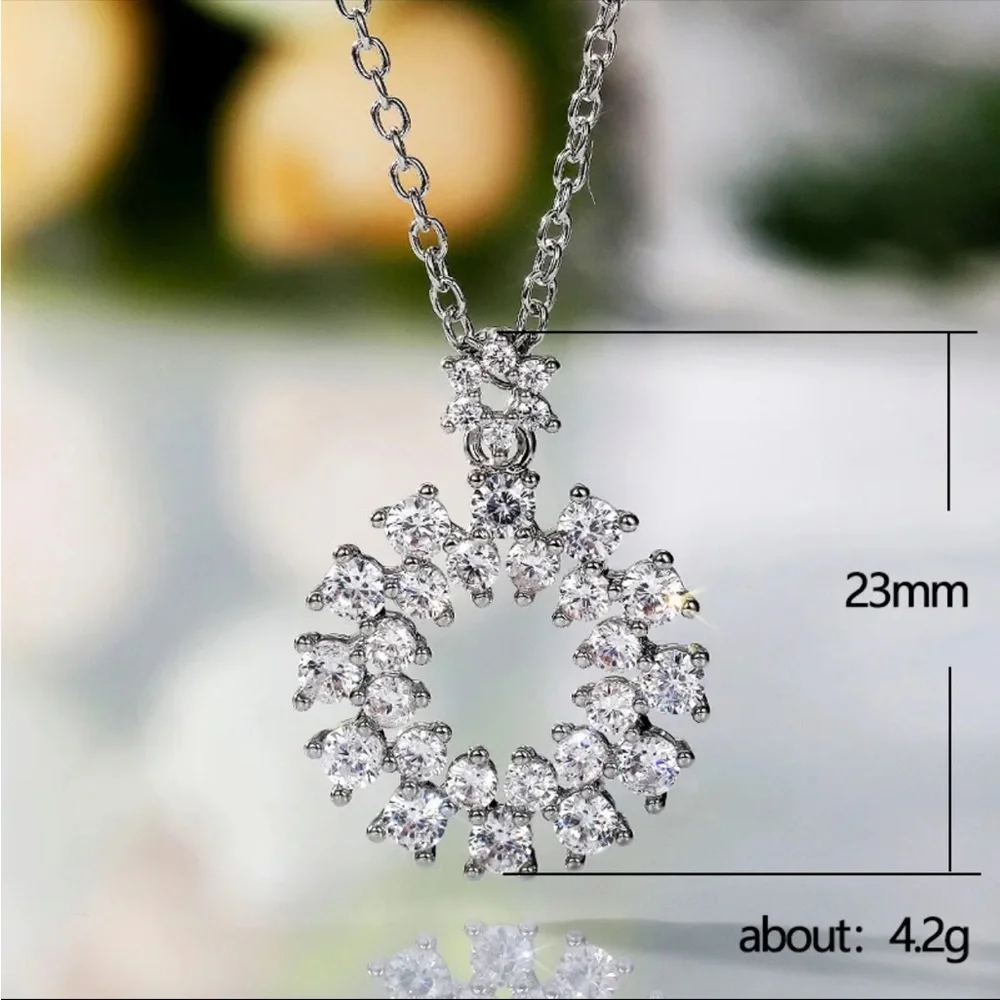 New Luxury 925 Silver Beautiful Anniversary Party Diamond Necklace - Picture 6 of 6